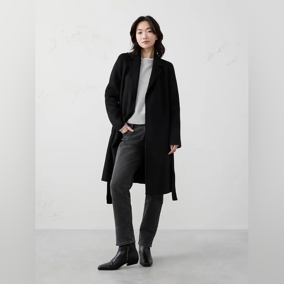 Banana Republic Factory Jackets & Blazers - NWT Black Double Face Tie-Waist Coat Size M By Banana Republic Factory